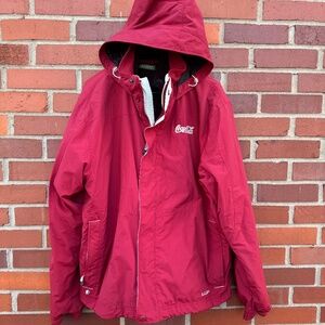 Coca Cola LL Bean 2 in 1 red and white fleece jacket lined hooded parka- L 1990s